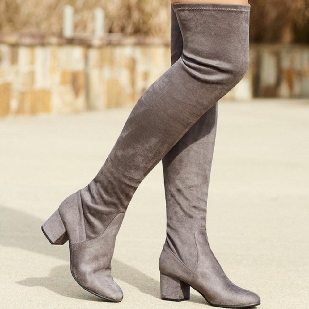 Gray Over-the-Knee Women's Boots